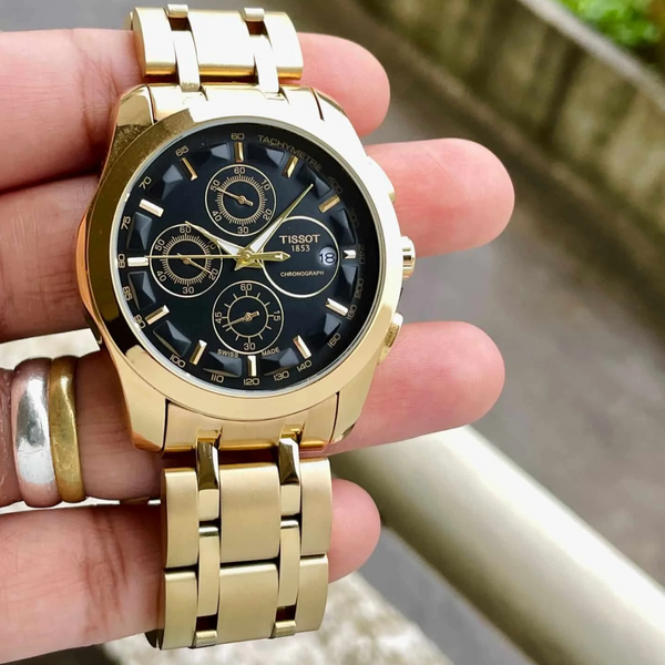 Tissot Men’s Gold-Tone Chronograph Watch with Steel Bracelet