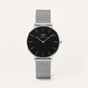 Daniel Wellington Petite Sterling DW00100218 – Silver Mesh & Black Dial Women’s Watch