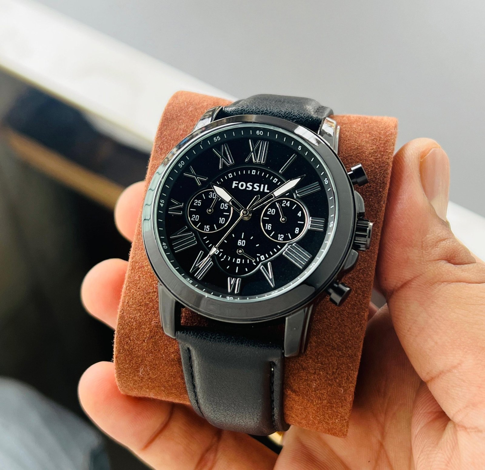 Fossil Grant Chronograph Men's Watch – Black Leather