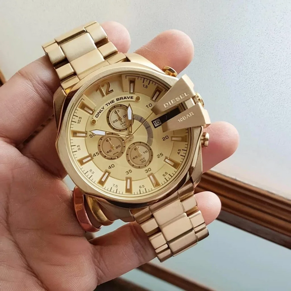 Diesel Mega Chief Chronograph Watch – DZ4360 (Champagne Gold)