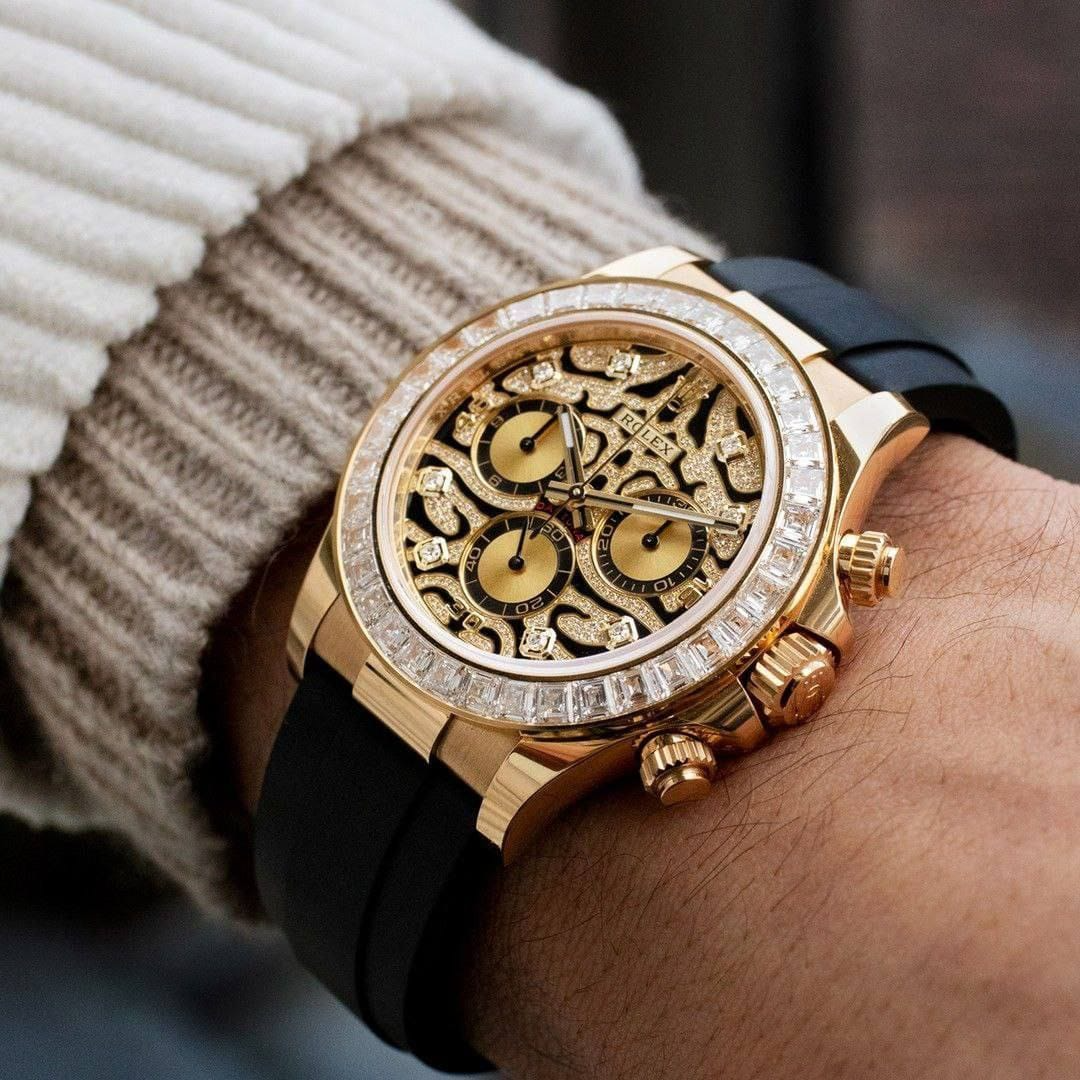 Rolex Tiger Eye Daytona Gold With Dimond Bazel Dial